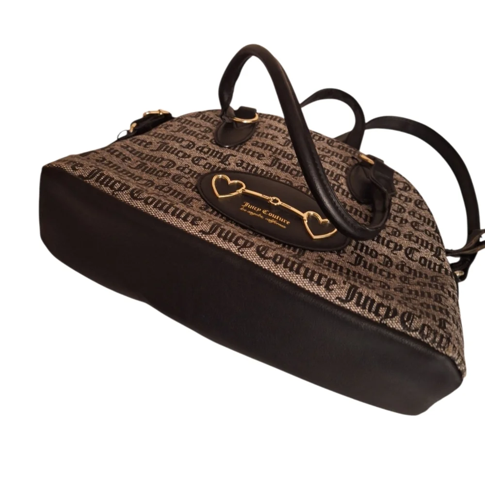 Juicy Couture Black and Gray Satchel Y2K Pop Culture Bubble Gum Repeated Logo